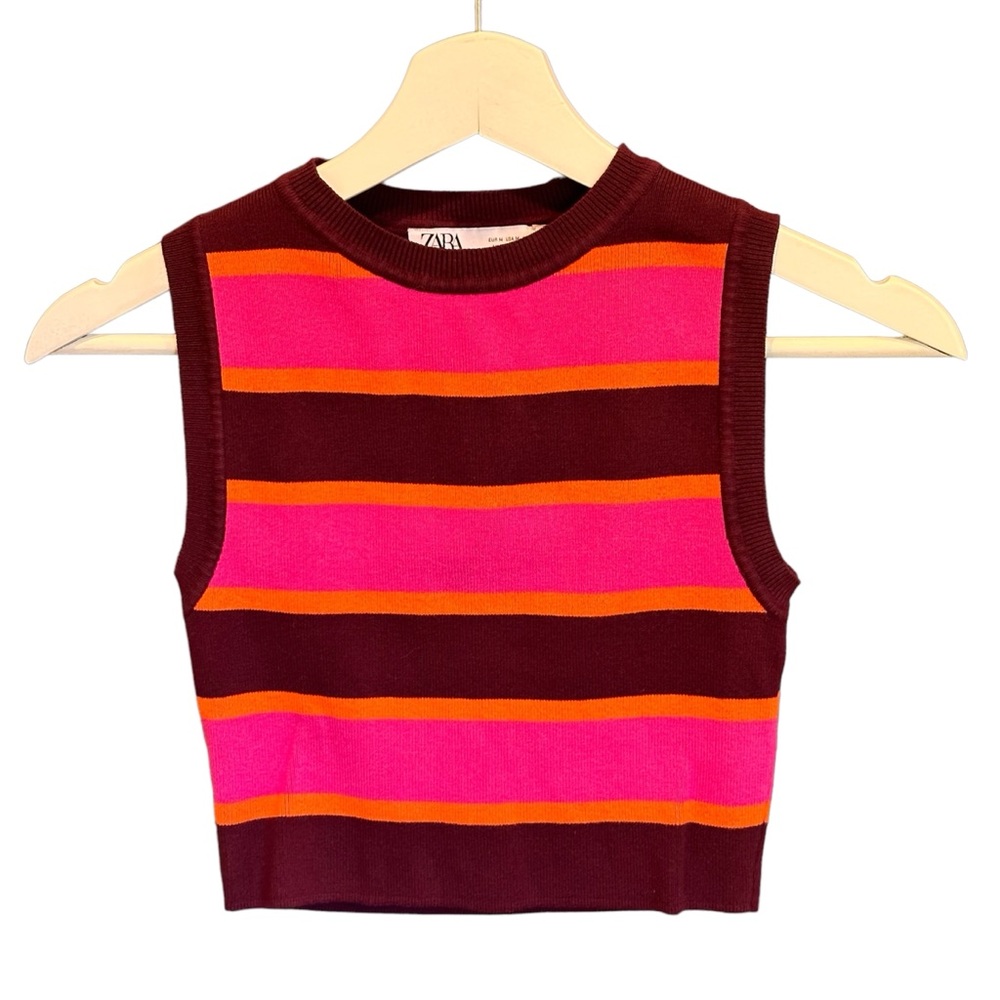 ZARA Pink Colorful Crop Top Size M